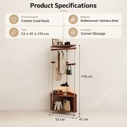 Bedside Clothes Rack with Motion Sensor Light and Drawer 170cm
