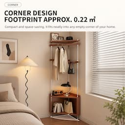 Bedside Clothes Rack with Motion Sensor Light and Drawer 170cm