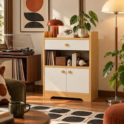 Storage Cabinet with Drawer and Doors Wooden Sideboard Buffet Kitchen Cabinet