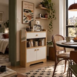 Storage Cabinet with Drawer and Doors Wooden Sideboard Buffet Kitchen Cabinet
