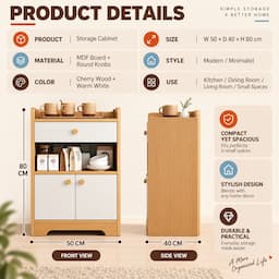Storage Cabinet with Drawer and Doors Wooden Sideboard Buffet Kitchen Cabinet