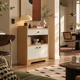 Storage Cabinet with Drawer and Doors Wooden Sideboard Buffet Kitchen Cabinet