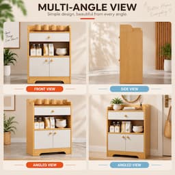 Storage Cabinet with Drawer and Doors Wooden Sideboard Buffet Kitchen Cabinet