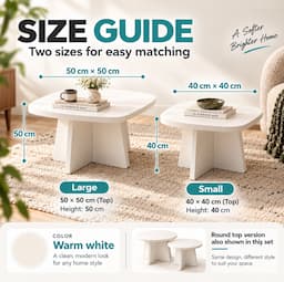 Wabi Sabi Coffee Table Set of 2 Cream White Round Nesting Tables