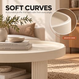 Round Coffee Table with Cat Bed 2-in-1 Pet Human Shared Table Iron Frame 65cm