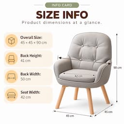 360° Swivel Vanity Chair Light Grey Tech Fabric Accent Chair with Solid Wood Legs