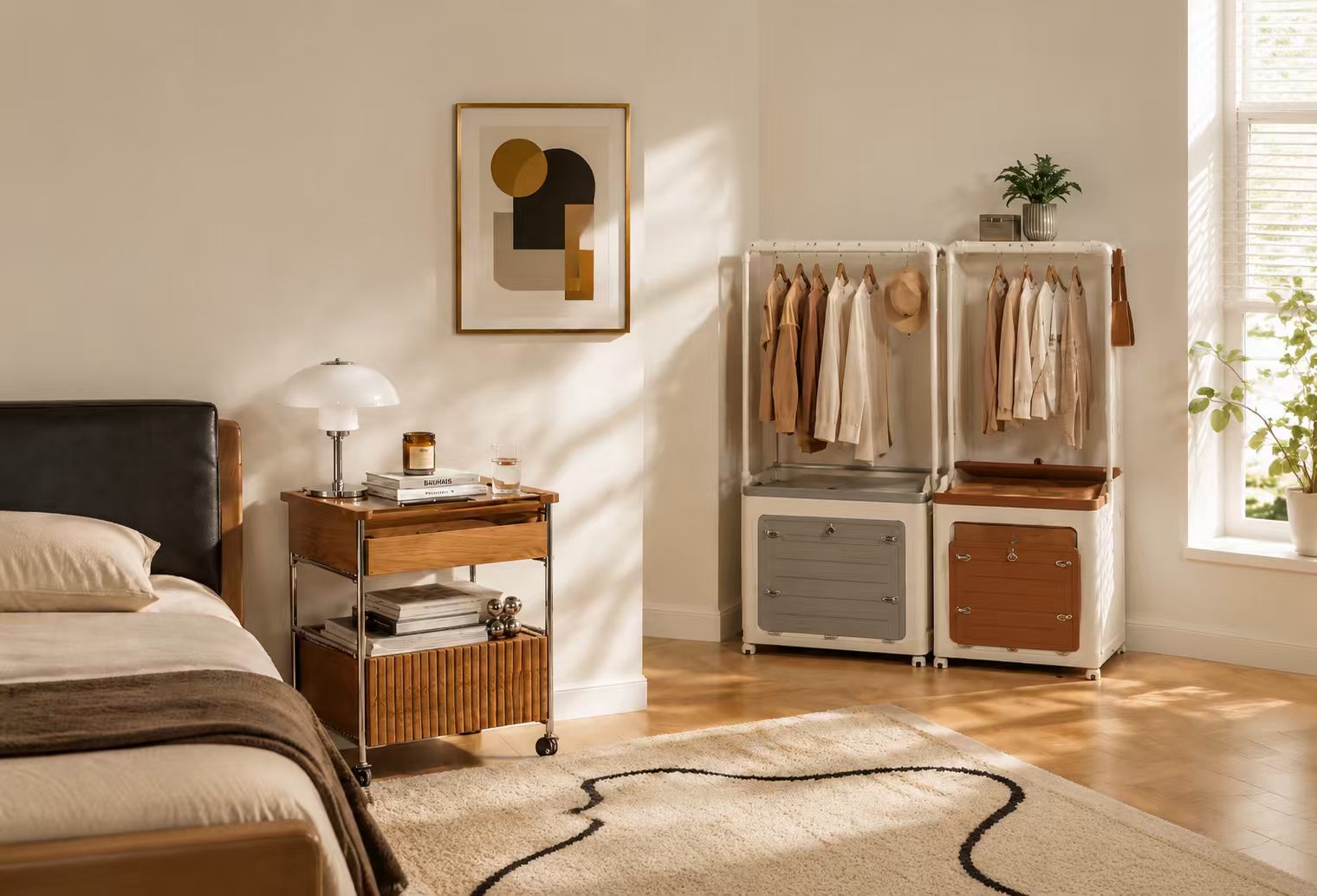Bedroom with storage wardrobes