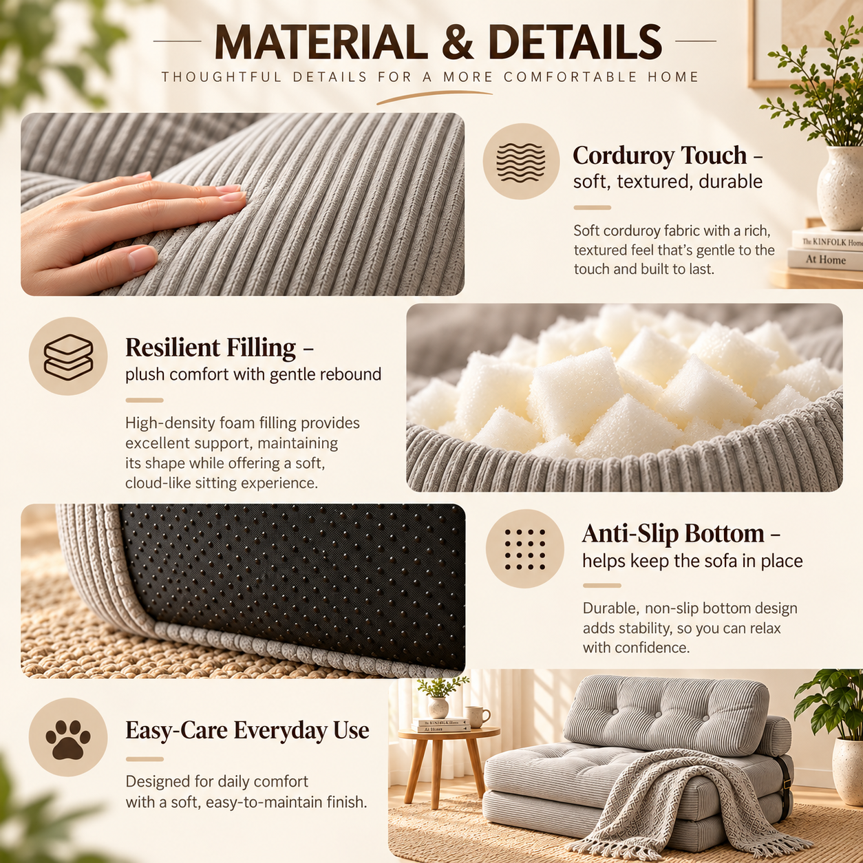 sofa material and details