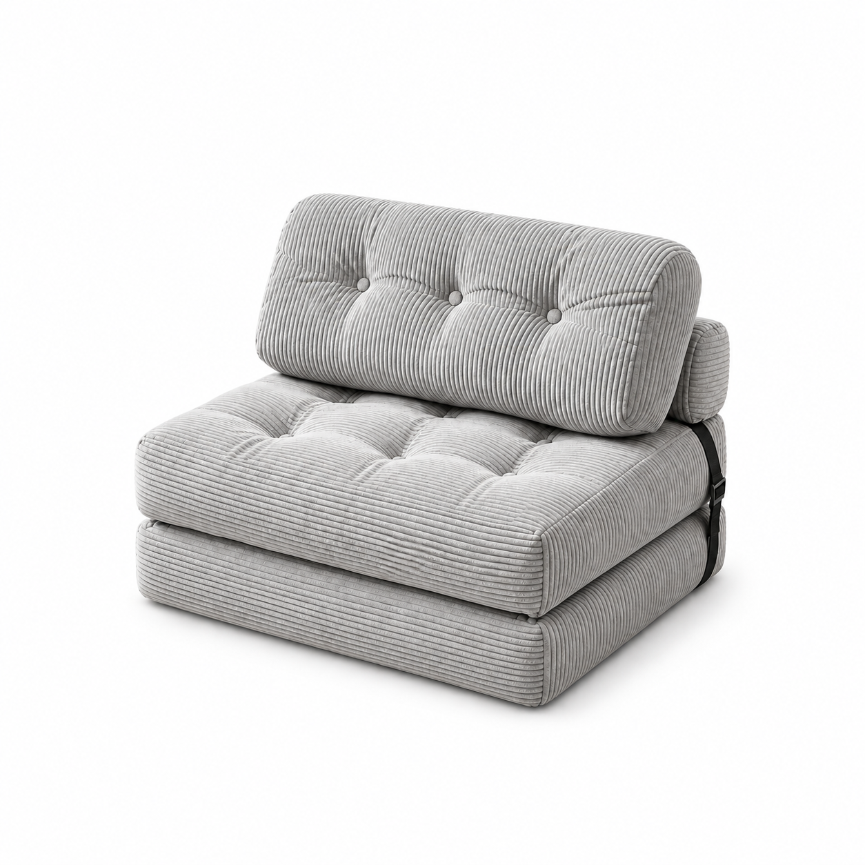 2-in-1 Fold-Out Floor Sofa Bed - Corduroy Sleeper Chair Folds Flat to 20cm - Space-Saving Lounge and Single Bed for Small Spaces and Guests